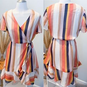 Striped Wrap Dress Worn Once Size M